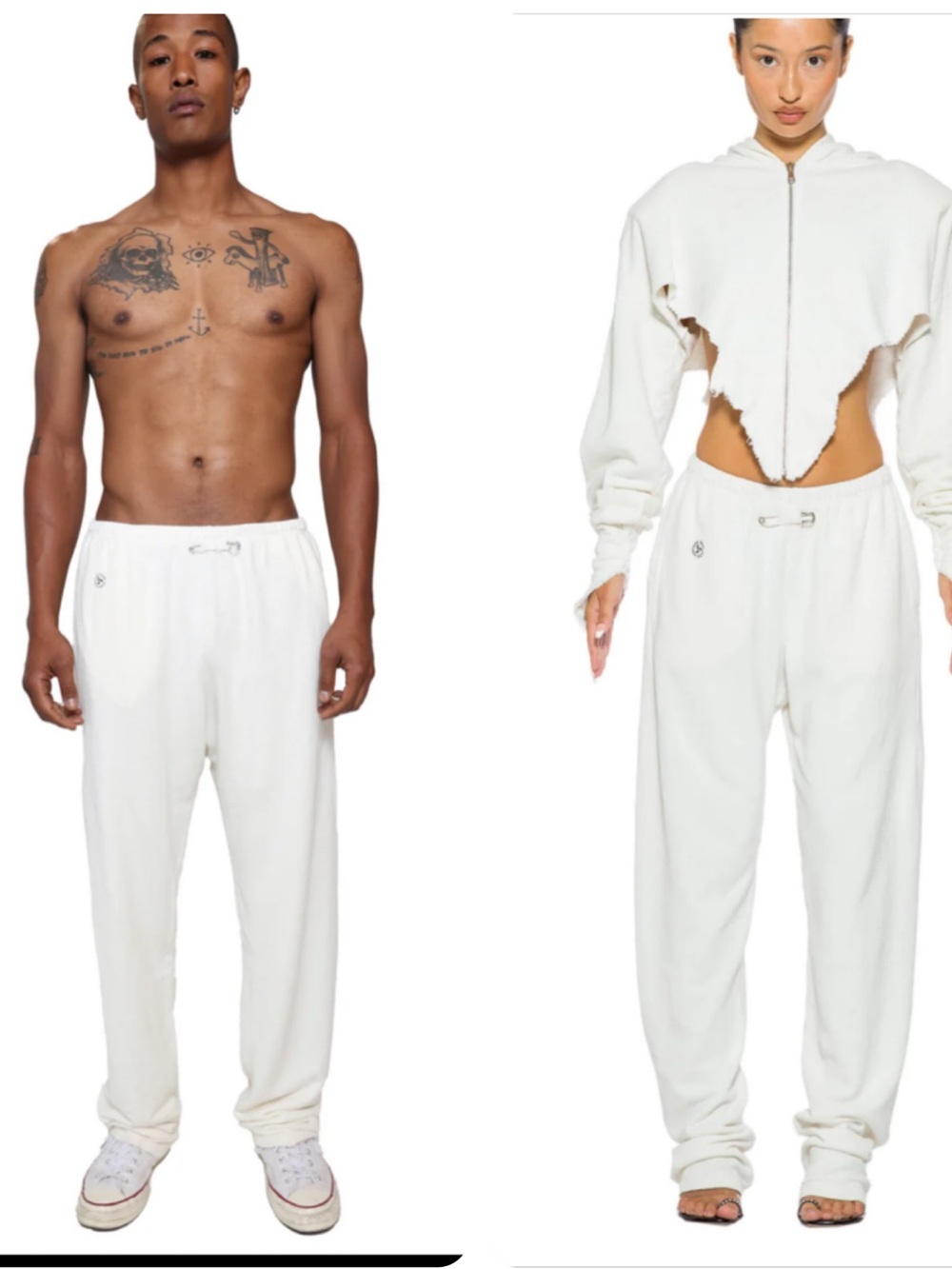 SAMI MIRO VINTAGE Safety Pin Sweatpants. Unisex. Trendy. Sporty. Small.